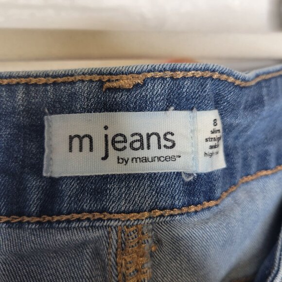 M Jeans By Maurices Women's Size 8 Jeans Slim Straight Ankle High Rise Distresse - Picture 4 of 6